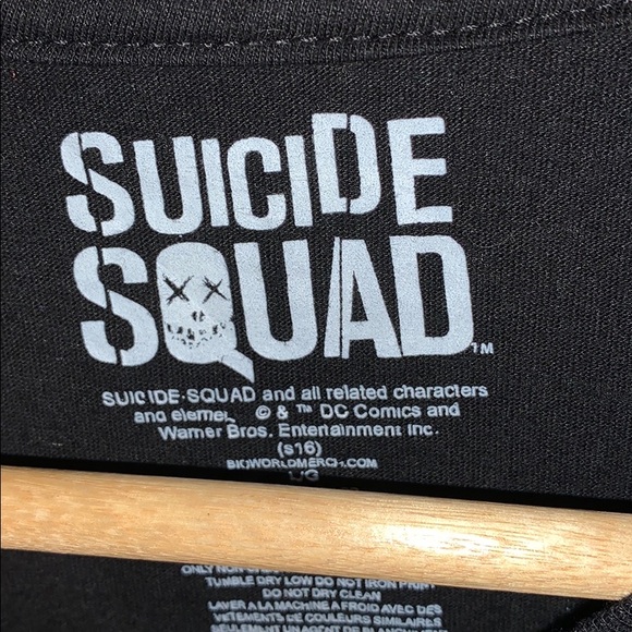 Black and white Suicide Squad jersey tshirt size L - Picture 5 of 9
